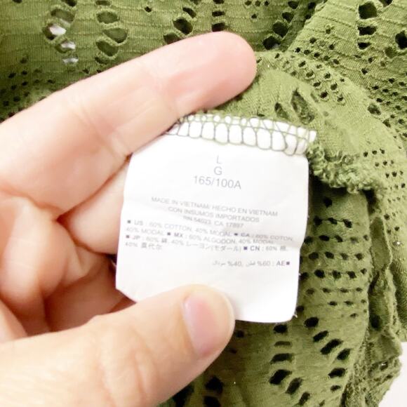 Old Navy Large Womens Green Open Net Fishernet Oversized Boat Neck Top - Picture 5 of 8